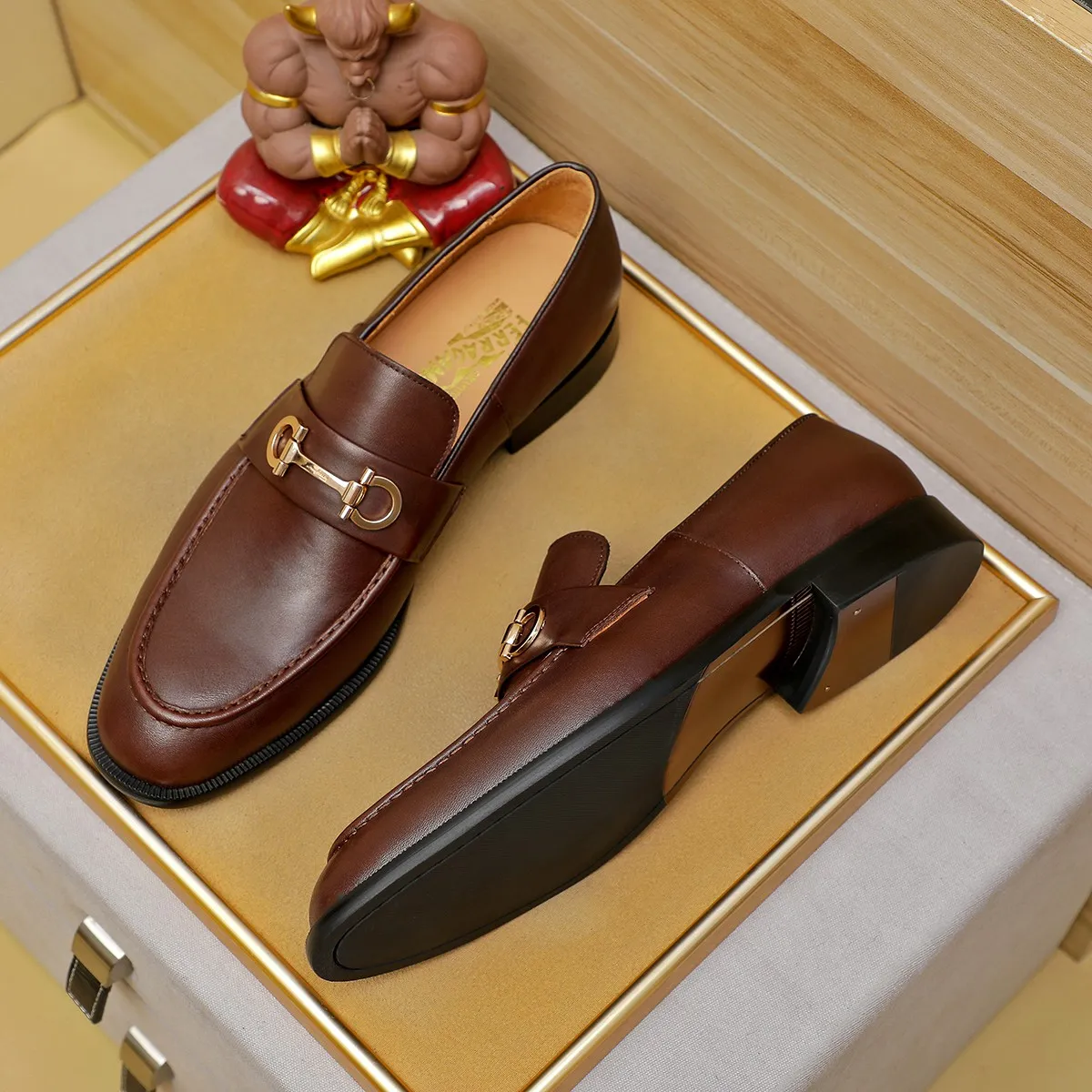 Men's shoes 💰440 Ferragamo [Ferragamo] top imported suit men's shoes 💯Original copy of the official website, product materials: selected imported embossed calfskin + luxury hardware buckle accessories ~ imported water-dyed cow 🐂 leather lining. Strong three-dimensional visual effect, original combination outsole, multiple colors available😘 Size: 39-44 (38.45.46. Customized)